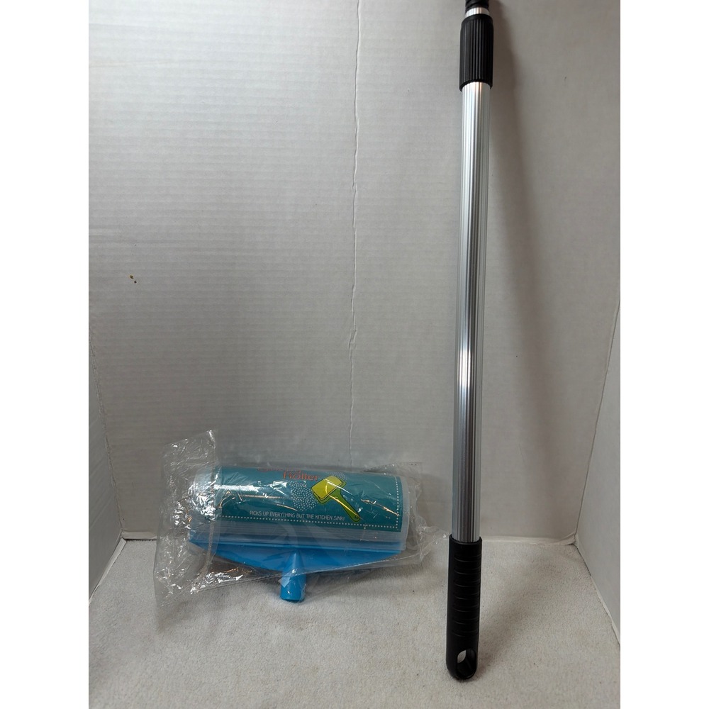 NEW Sticky Roller Reusable Lint Roller Blue Washable Telescopic Pole Set